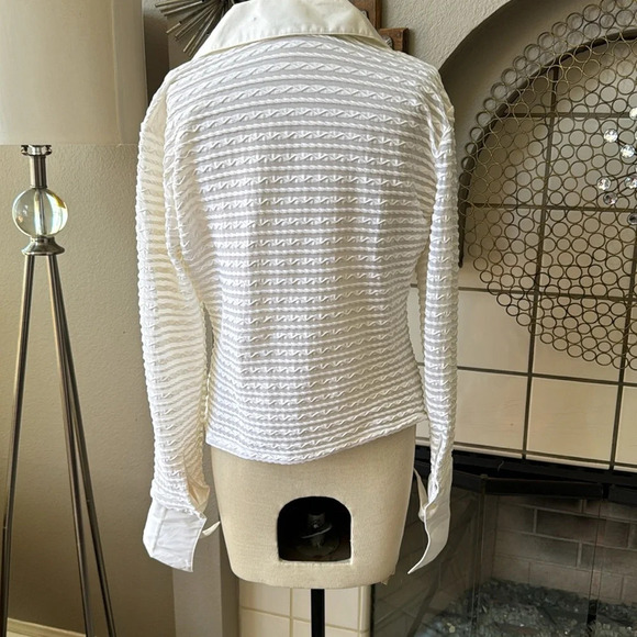 White button down long sleeve stretchy open collar Size 44 or us size 16 nwt - Picture 5 of 13